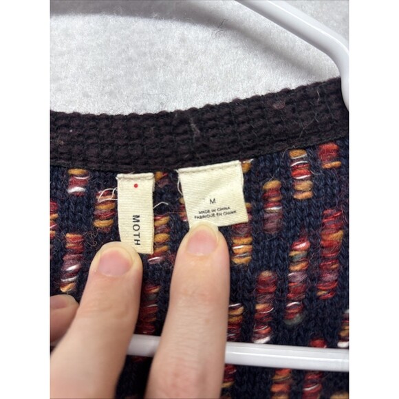 Anthropologie MOTH Womens M Open Front Cardigan MOHAIR WOOL Medium Zip Pockets - Picture 2 of 5